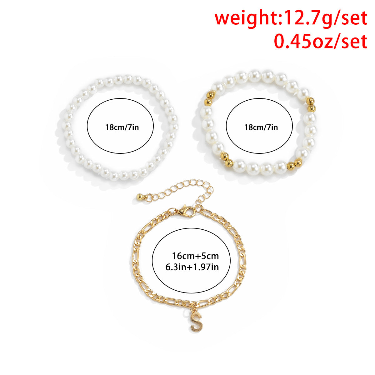 Bohemian Vintage Geometric Letter Faux Pearl Woven Bracelet for Women