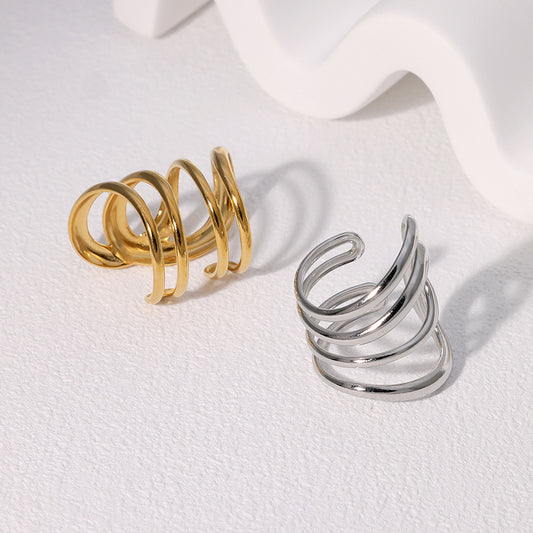 Minimalist Geometric Stainless Steel Open Ring with Plated Finish for Women