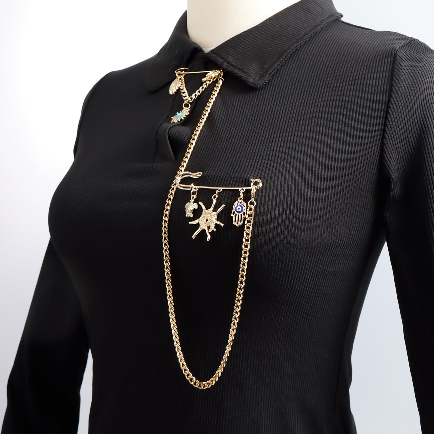 Fashionable Starfish Turtle and Palm Tree Brooch in Alloy with Plated Finish for Women