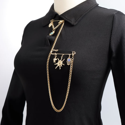 Fashionable Starfish Turtle and Palm Tree Brooch in Alloy with Plated Finish for Women