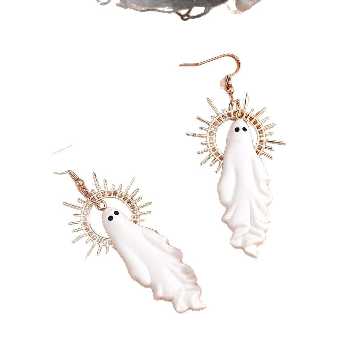 Aretes colgantes de fantasma geométricos de estilo bohemio de aleación con postes de acero inoxidable