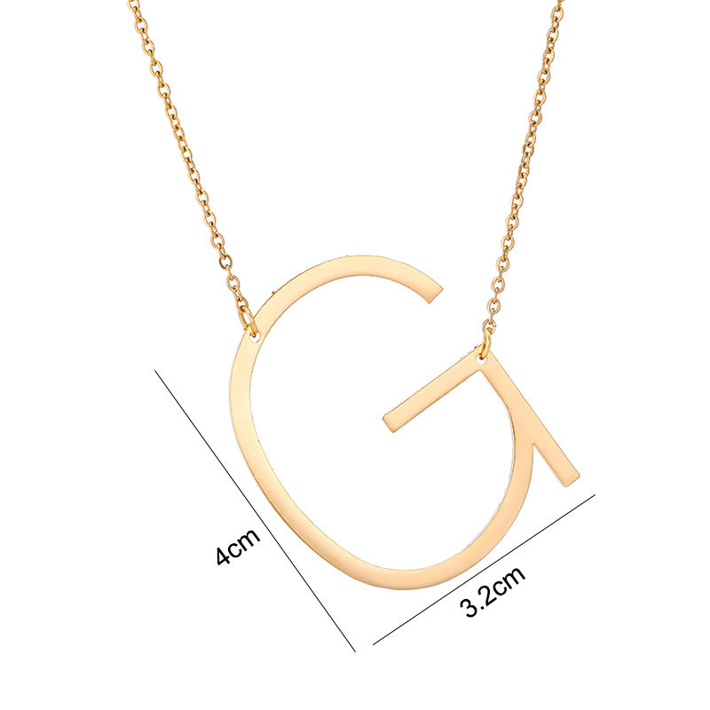 Collar Minimalista con Dije de Letra Chapado en Acero de Titanio para Mujer con Cadena de Eslabones Ajustable