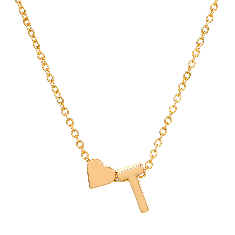 Sweet Heart Letter Alloy Plated Necklace Singapore Chain for Women