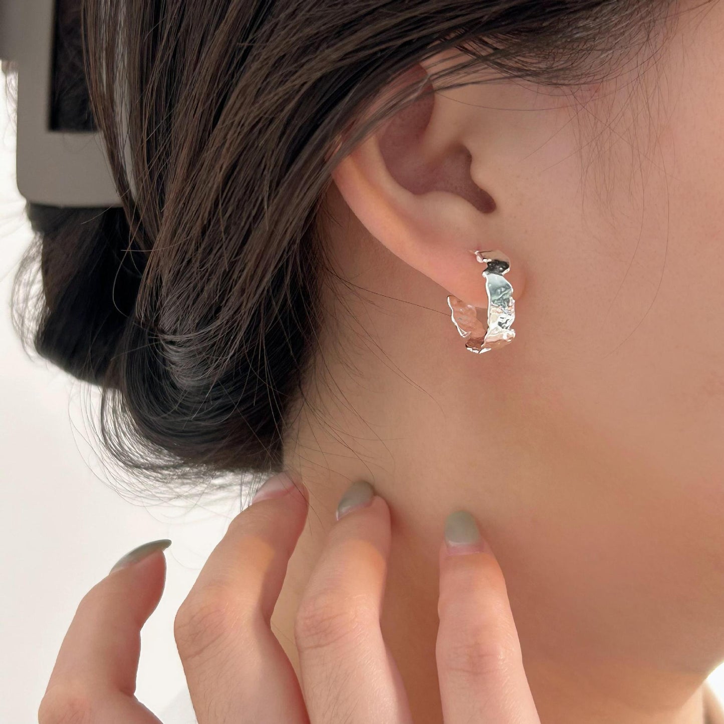 Minimalist Irregular S925 Sterling Silver Plated Letter Number Stud Earrings for Women