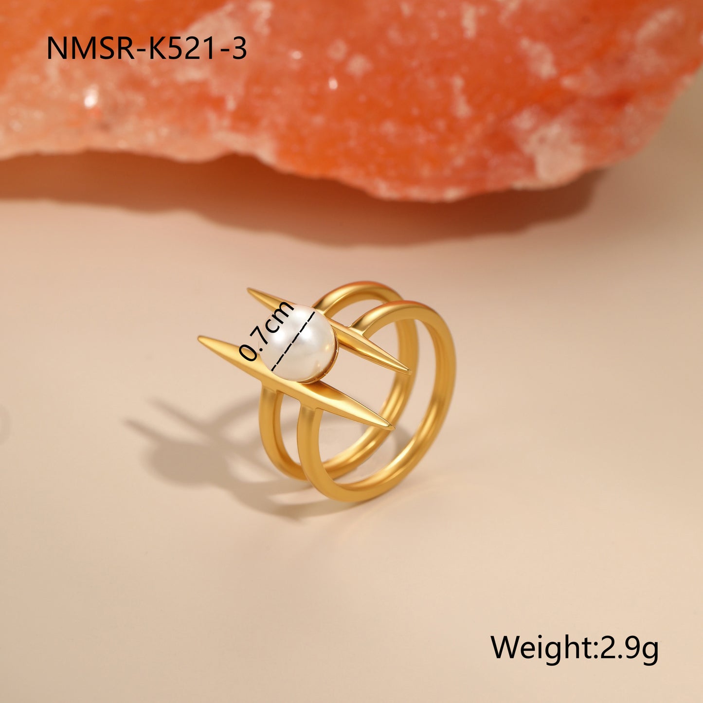 Anillo de acero inoxidable geométrico minimalista con acabado chapado, joyería de moda para mujer con banda abierta