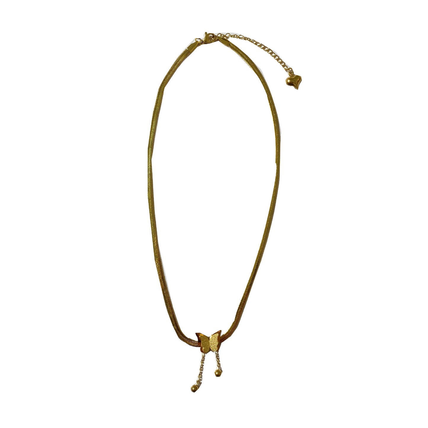 Gold Plated Titanium Steel Butterfly Tassel Necklace