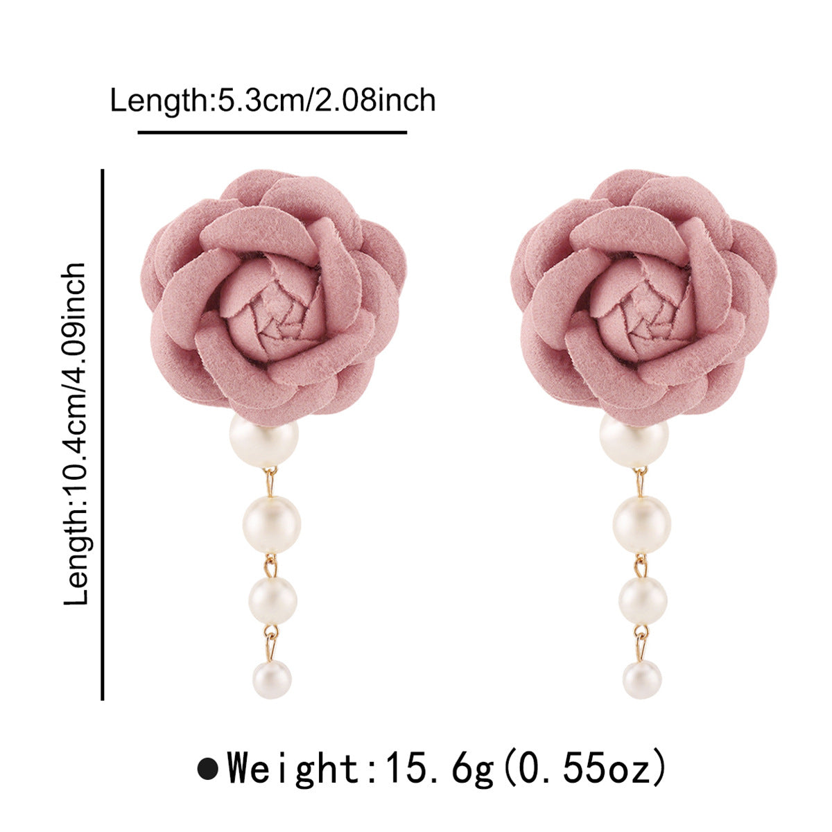Dulces pendientes de gota con perlas y flores de tela de moda minimalista de verano para mujer