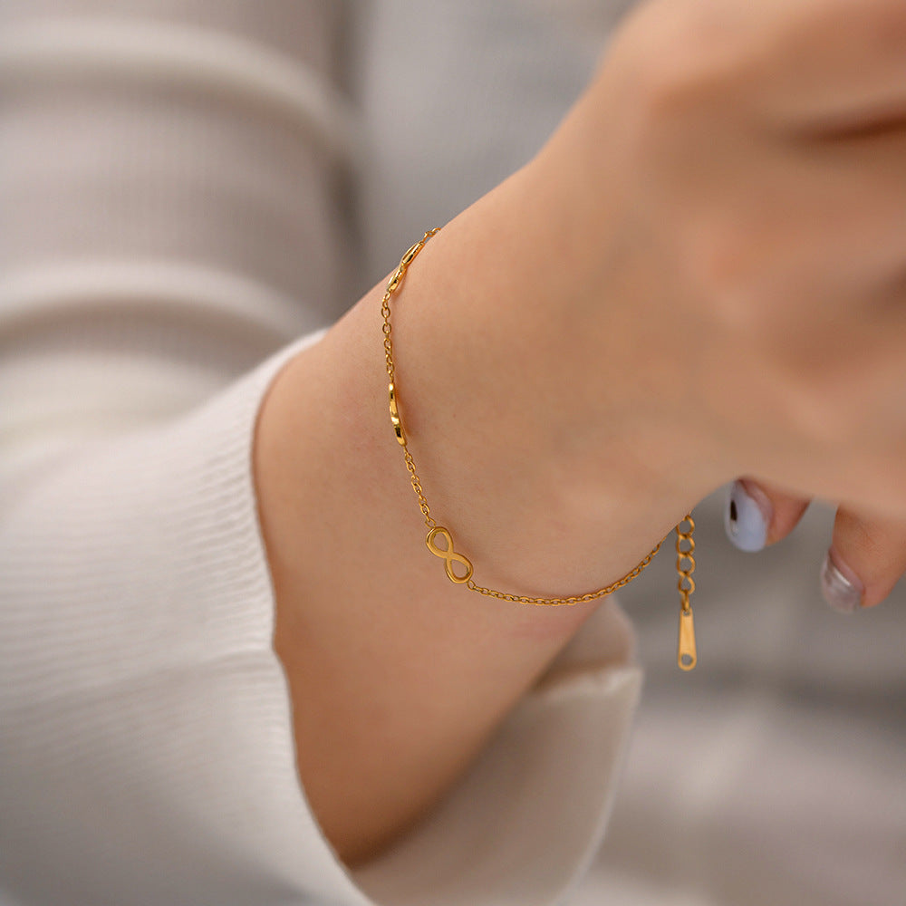 Minimalist Geometric Infinity Symbol Stainless Steel Bracelet with 18K Gold Plating Fashion Jewelry for Women