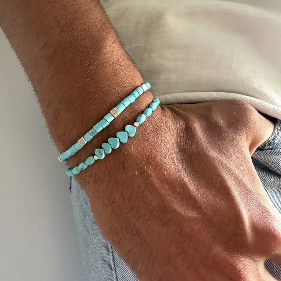 Bohemian Ethnic Geometric Heart Turquoise Bracelet Set Unisex