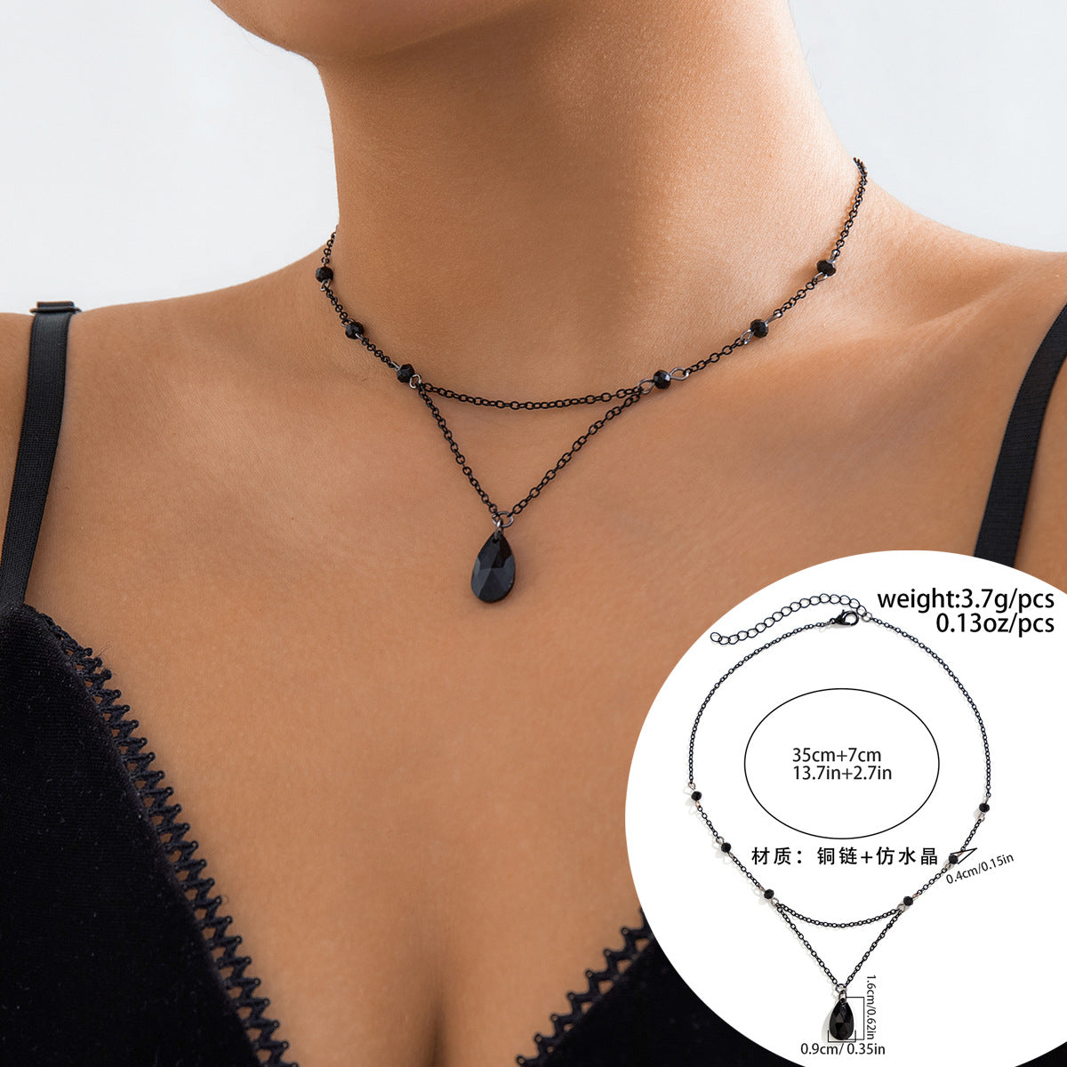 Collana girocollo vintage gotica con lacrime a goccia e nappe da donna, pendente a goccia in metallo galvanizzato su catena a croce