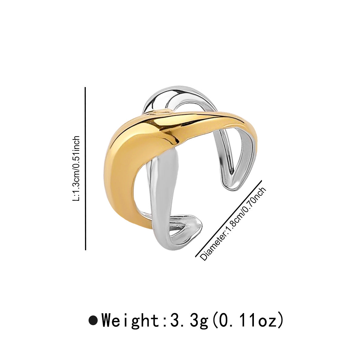 Vintage Geometric Stainless Steel Ring with Dual-Tone Plated Finish for Women
