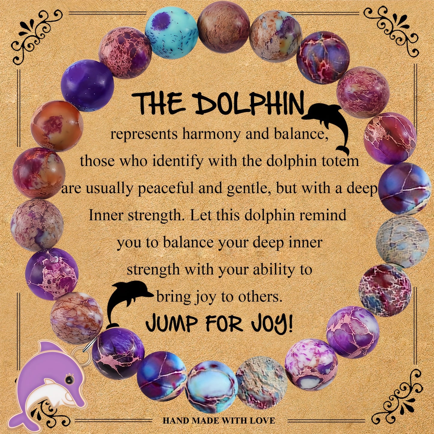 Minimalist Alloy Dolphin Charm Bracelet Unisex Adjustable Beaded Hand Jewelry