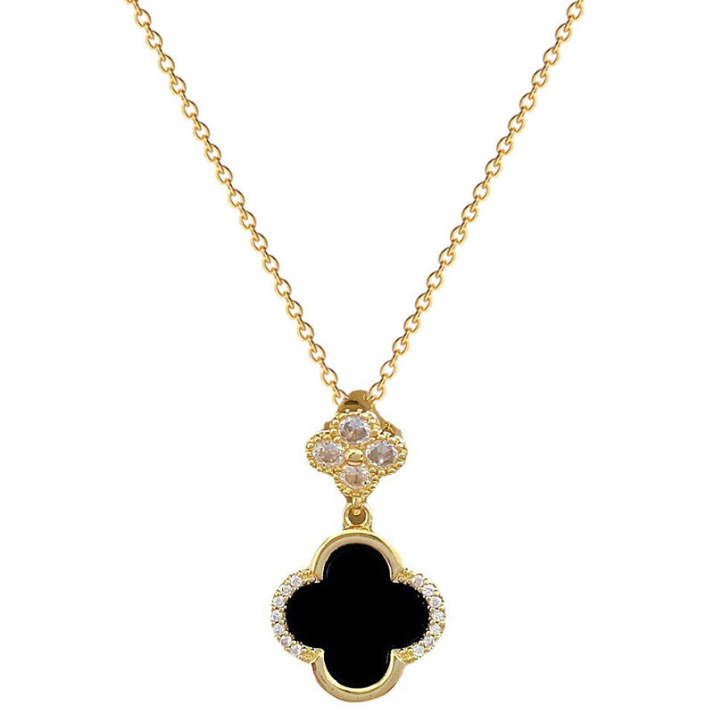 Luxury Titanium Steel Geometric Clover Necklace and Earrings Set