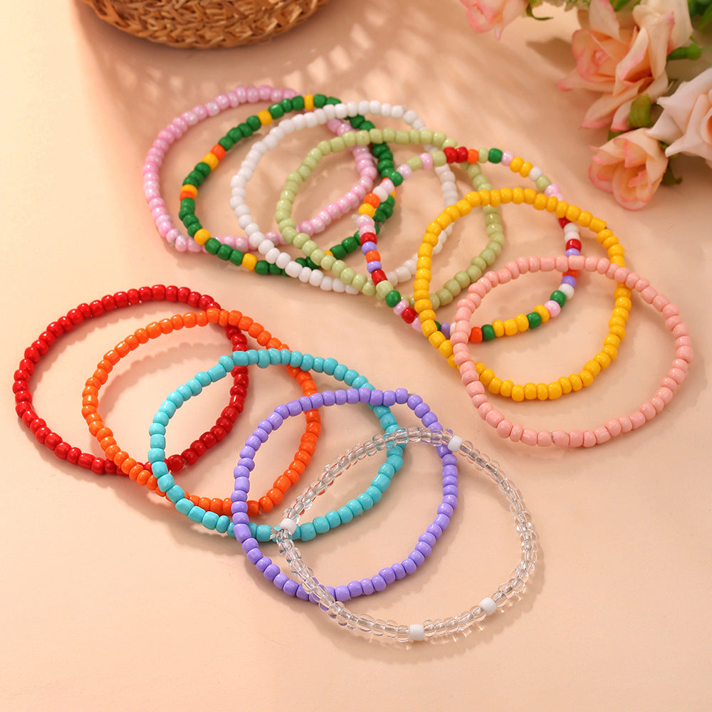 Bohemian Style Beaded Bracelet and Anklet for Beach Vacation Surfing Handmade Round Beads Jewelry