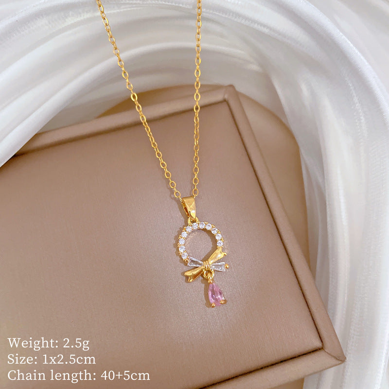 Collana Minimalista Geometrica in Acciaio al Titanio con Pendente in Rame Placcato Oro su Catena a Maglie per Uomo e Donna