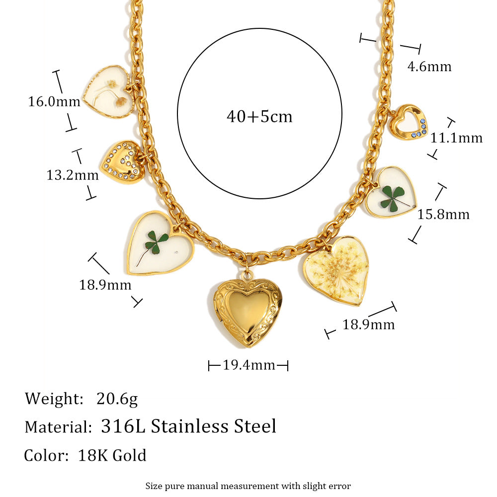 Fashionable Heart-Shaped Stainless Steel Pendant Necklace with 18K Gold Plating on O-Chain for Women