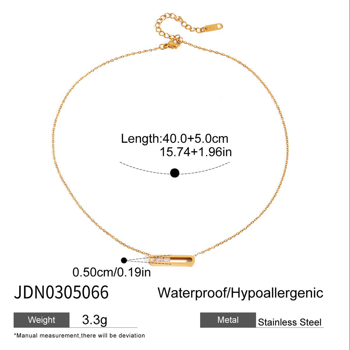 Collana Geometrica da Donna in Acciaio al Titanio Placcato con Strass, Leggera e Ipoallergenica, a Catena per Clavicole