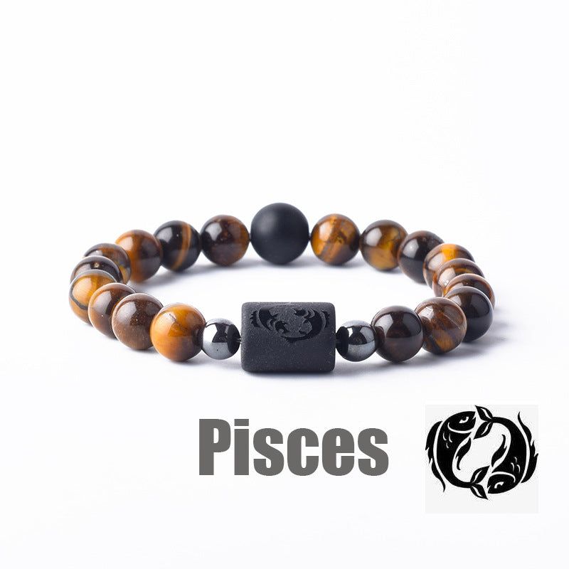 Classic Unisex Natural Stone Zodiac Beaded Bracelet