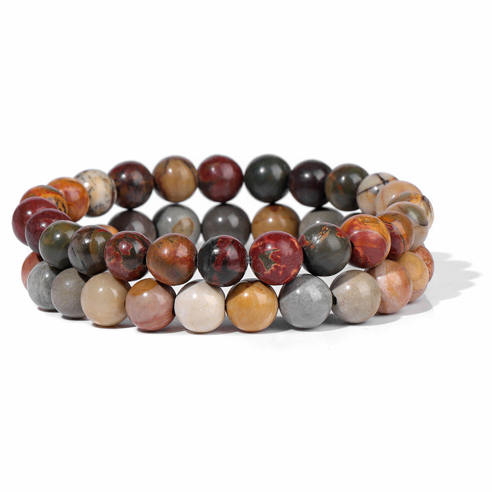 Vintage Business Geometric Natural Gemstone Beaded Bracelet Set for Unisex