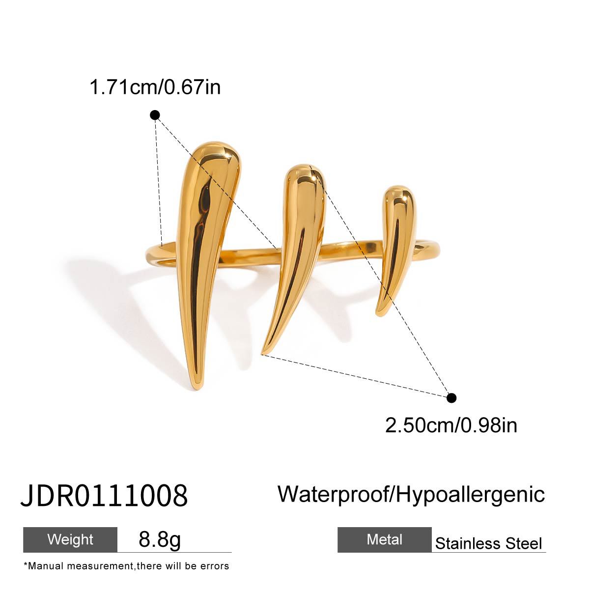 Anillo chapado de acero inoxidable geométrico minimalista para mujer con diseño de línea limpia
