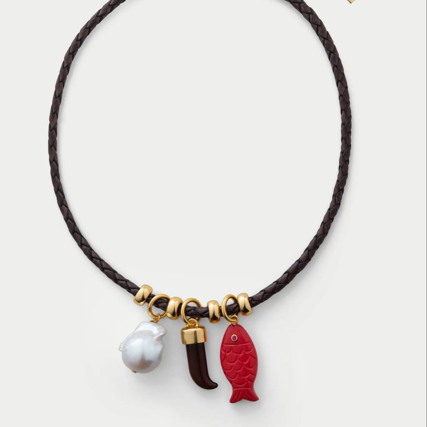 Collana Minimalista Geometrica e a Forma di Animale in Acciaio Inossidabile con Ciondoli a Forma di Pesce Rosso, Stella Marina e Pesce Tropicale Placcata Sottovuoto Unisex