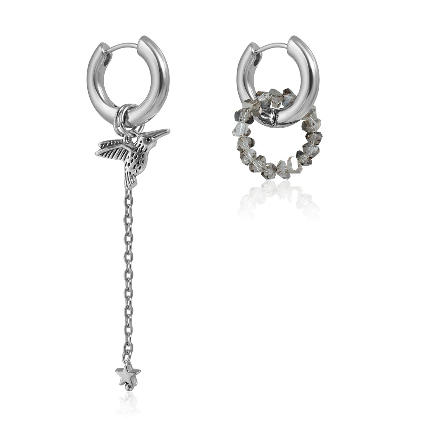 Pendientes de Aleación de Zinc con Diseño Geométrico Vintage y Motivo de Pájaro, Pendientes de Moda Electrochapados para Mujer