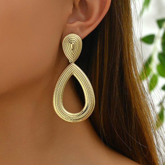 Pendientes Geométricos en Forma de Gota, Minimalistas y Modernos, de Aleación con Acabado Galvanizado para Mujer