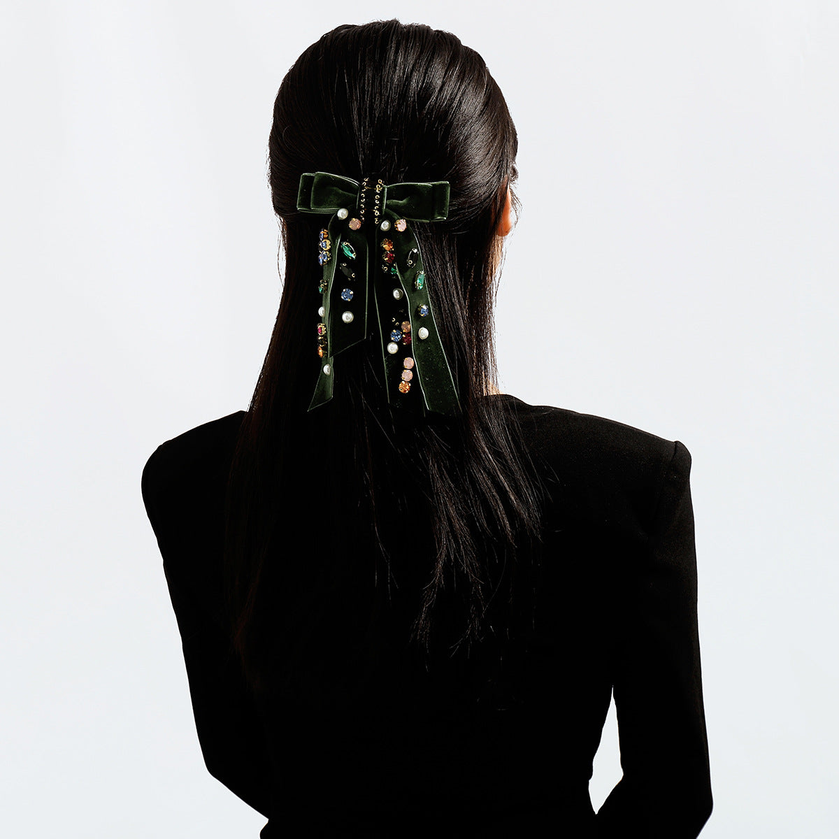 Pinza para el pelo de primavera de terciopelo y diamantes de imitación con forma de mariposa para mujer - Diseño geométrico, hecha a mano, estilo dulce y moderno, tendencia individual
