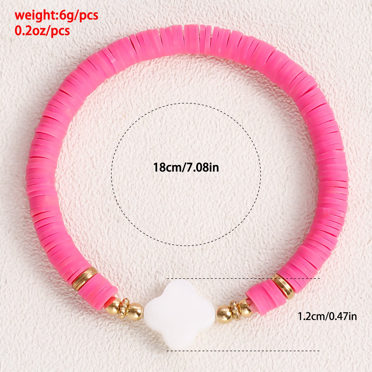Minimalist Geometric Polymer Clay Heart Mother-of-Pearl Bracelet for Women with Plated Finish