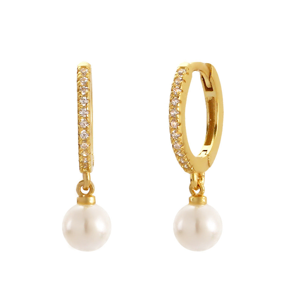 Minimalist Geometric S925 Sterling Silver Stud Earrings with Micro-Pavé Detailing for Women