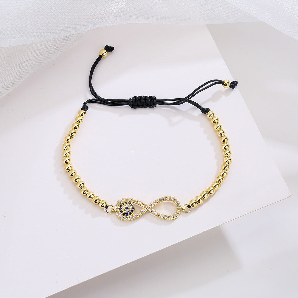 Minimalist Geometric Copper Bracelet with 18K Gold Plating, Zircon Accent, Adjustable Love Heart and Sunflower Design