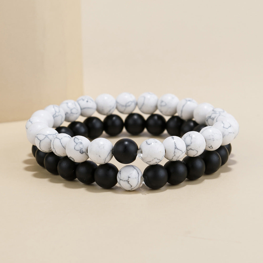 Minimalist Heart Agate Plated Bracelet Set for Unisex