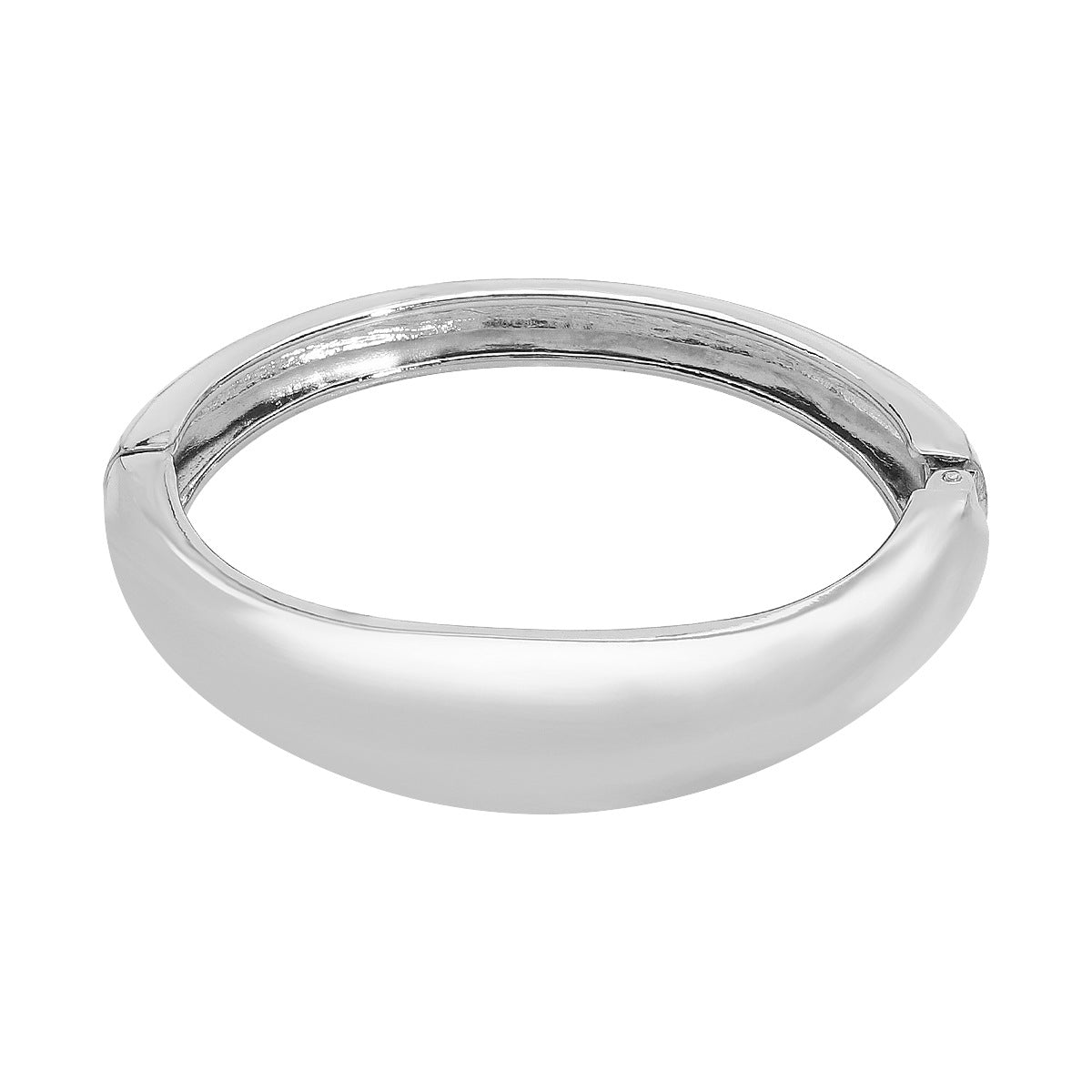 Bracciale a molla da donna in lega di zinco lucida, ovale, geometrico, minimalista di lusso
