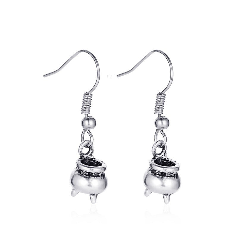 Pendientes de aleación con diseño de calabaza y calavera, estilo punk, chapados en oro, para mujer, temáticos de Halloween