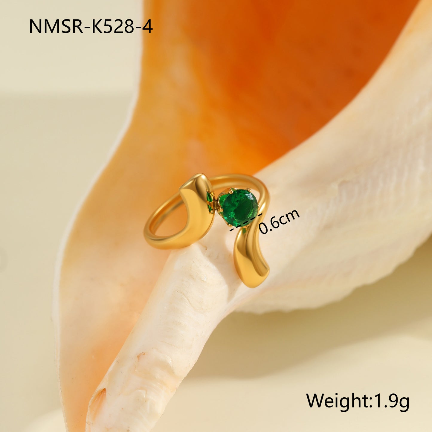 Anillo de Acero Inoxidable Geométrico Minimalista con Baño de Oro de 18K y Detalles de Remaches Esféricos Irregulares para Mujer