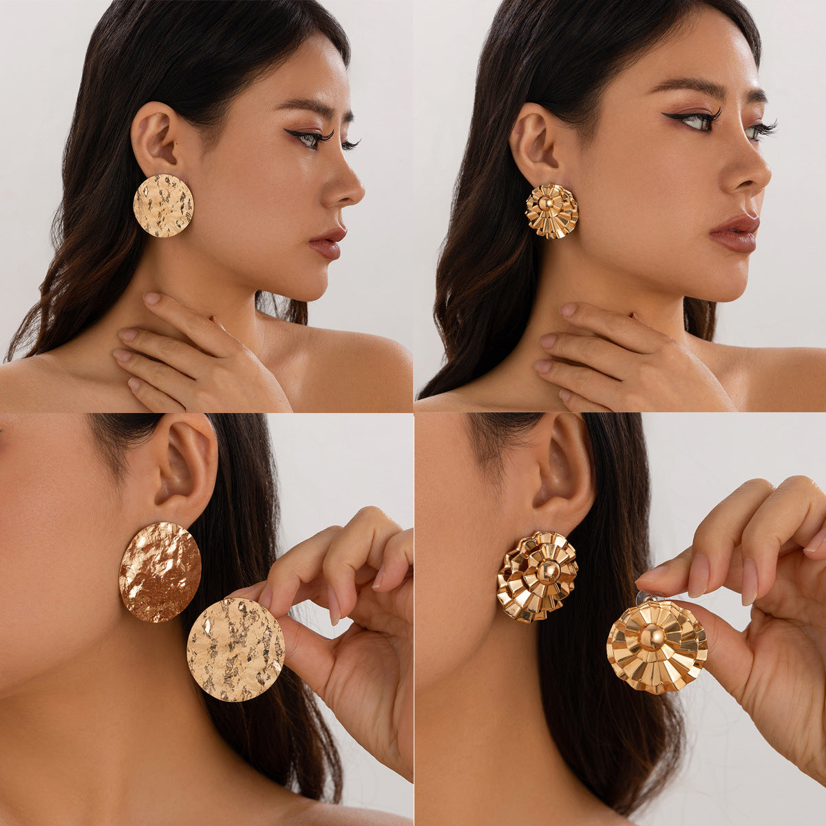 Geometric Round Plated Iron Earrings for Women