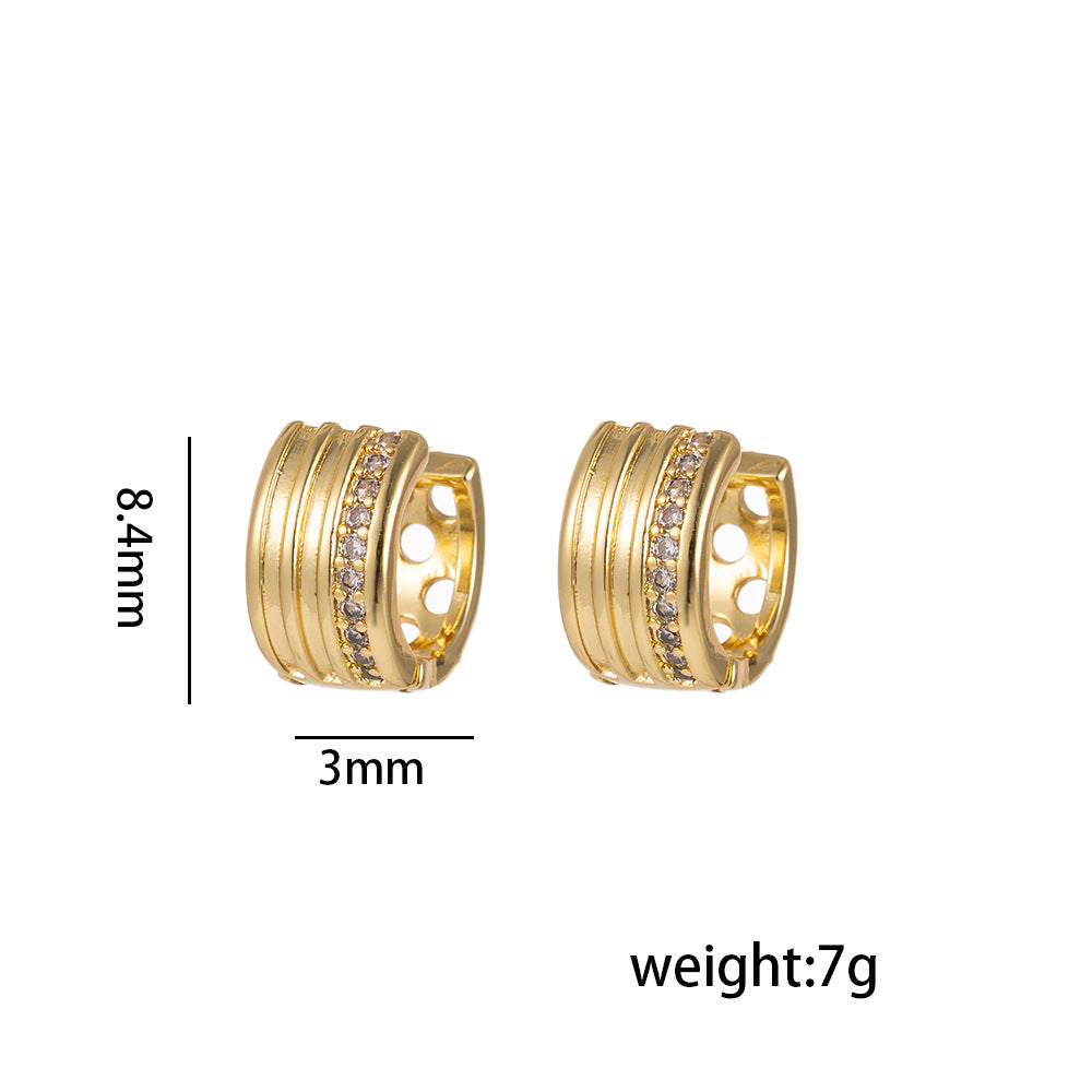 Minimalist Modern Heart-Shaped Gold-Plated Copper Earrings with Zircon Accents for Women