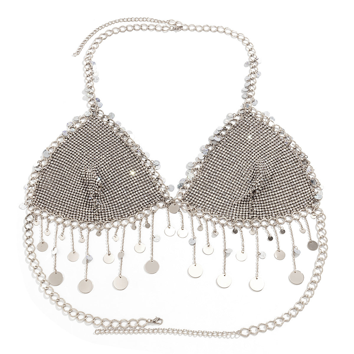 Rustic Style Star-Shaped Alloy Body Chain with Rhinestone Inlay and Tassel Detail for Women