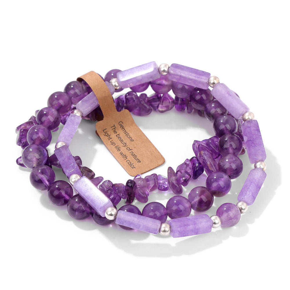 Vintage Geometric Rectangle Crystal Beaded Bracelet Set for Unisex
