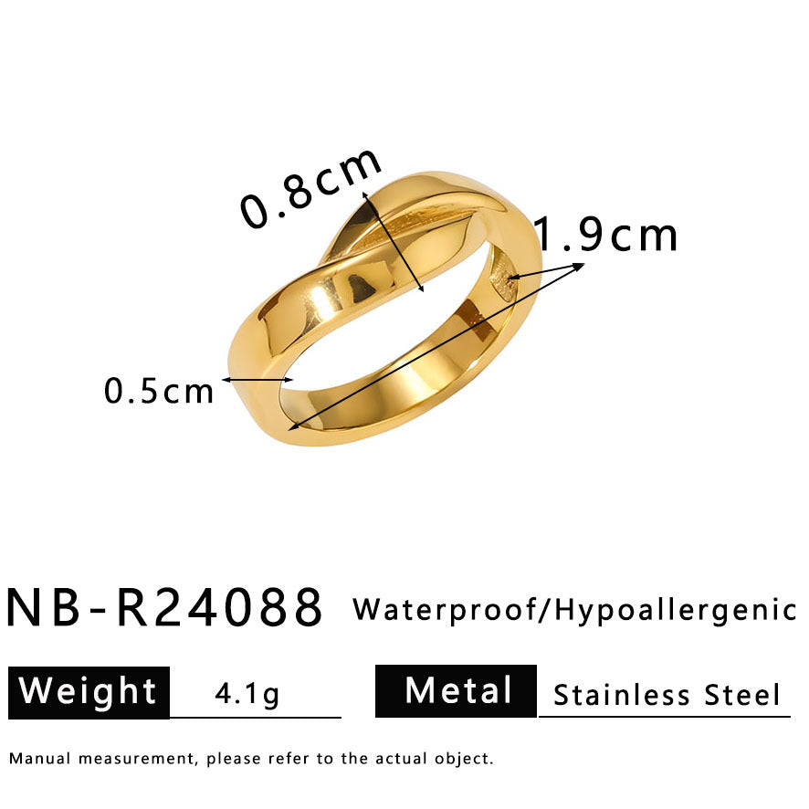 Anello geometrico in acciaio inossidabile con linea testurizzata e motivo a nodo per donna e uomo, fascia minimalista galvanizzata