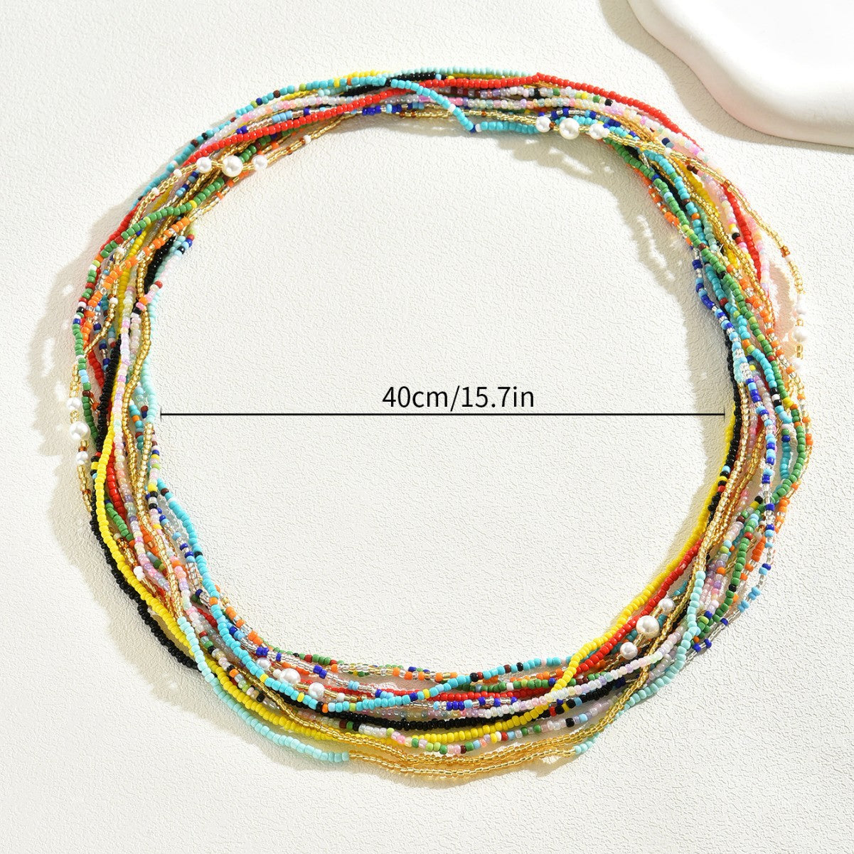 Set di bracciali da donna in stile ufficio, geometrici e alla moda, con design a perline intrecciate multistrato e colori arcobaleno