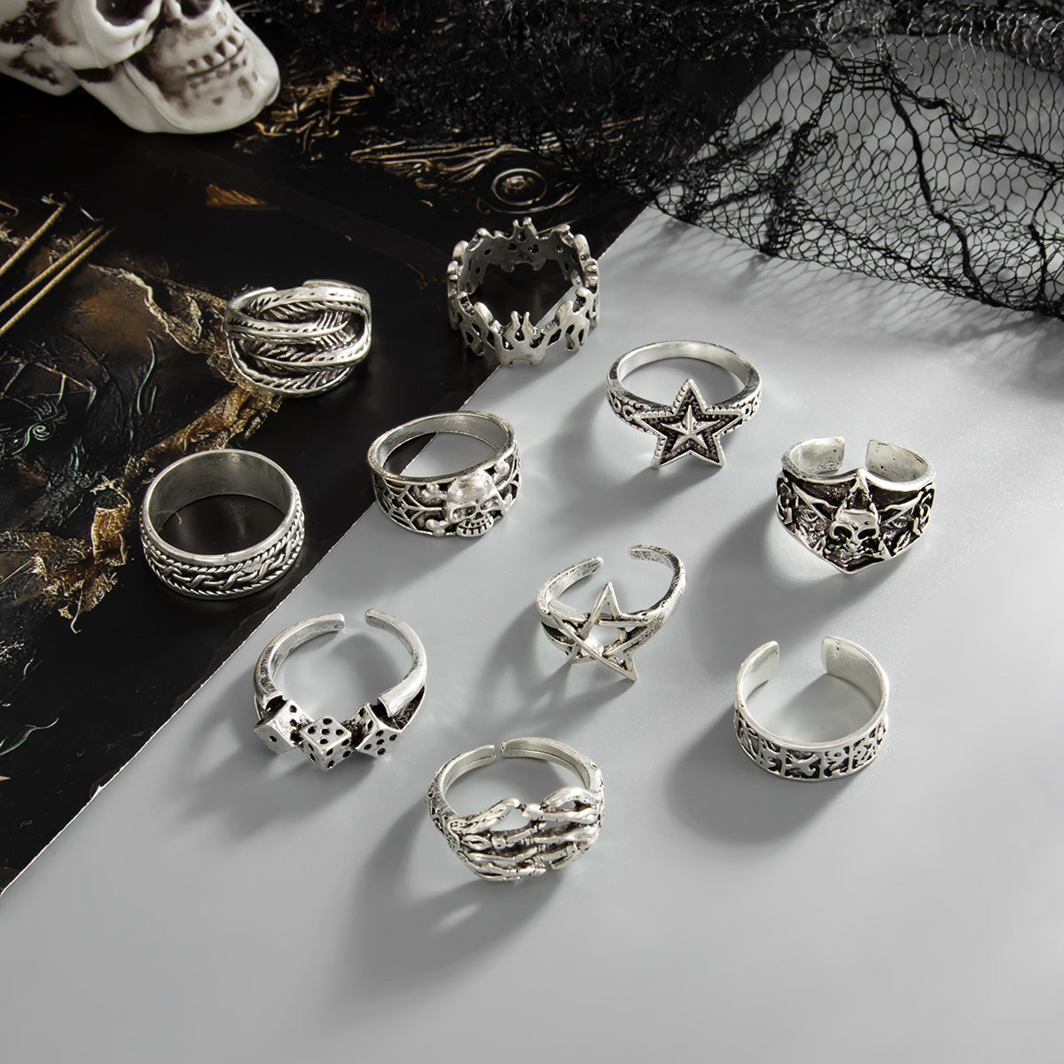 Minimalist Punk Geometric Animal Alloy Plated Ring