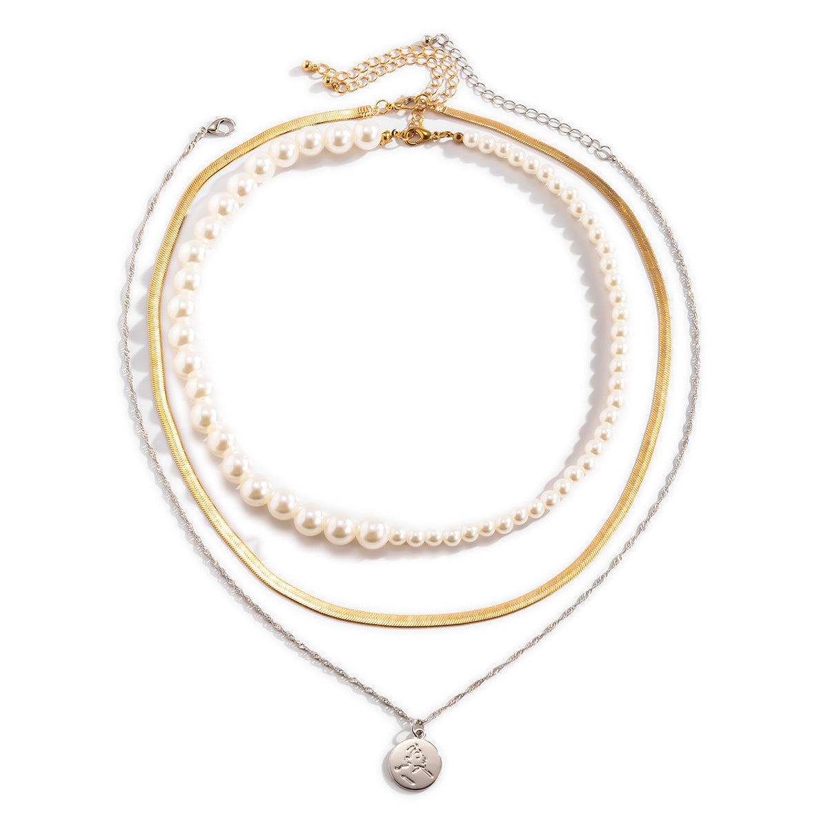 Collana con ciondolo geometrico asimmetrico da donna con struttura in lega e finitura galvanizzata