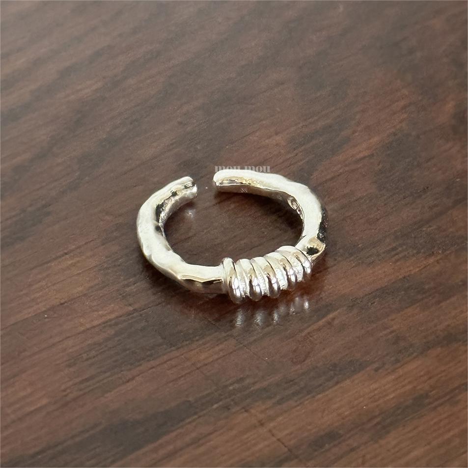 Minimalist Twisted Rope Heart-Shaped 925 Sterling Silver Open Ring for Women