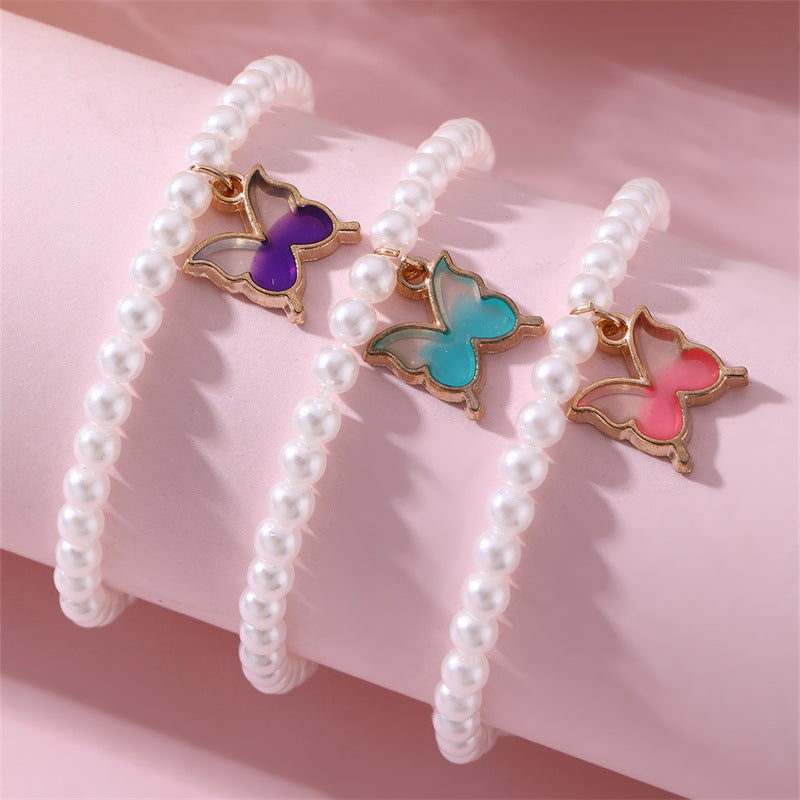 Set di Braccialetti Carini per Bambini con Ciondoli a Forma di Farfalla di Perla, Margherita, Cuore e Unicorno per Bambine dai 6 ai 10 Anni