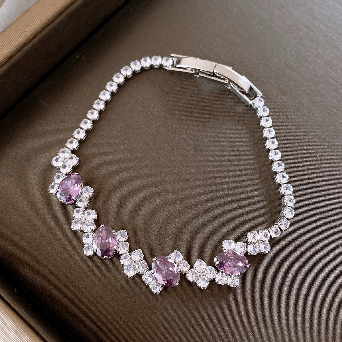 Elegant Gold Plated Brass Butterfly Floral Cubic Zirconia Bracelet for Women