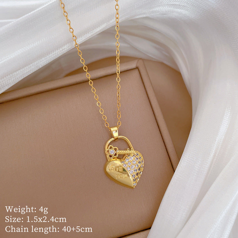 Collana Minimalista Geometrica in Acciaio al Titanio con Pendente in Rame Placcato Oro su Catena a Maglie per Uomo e Donna