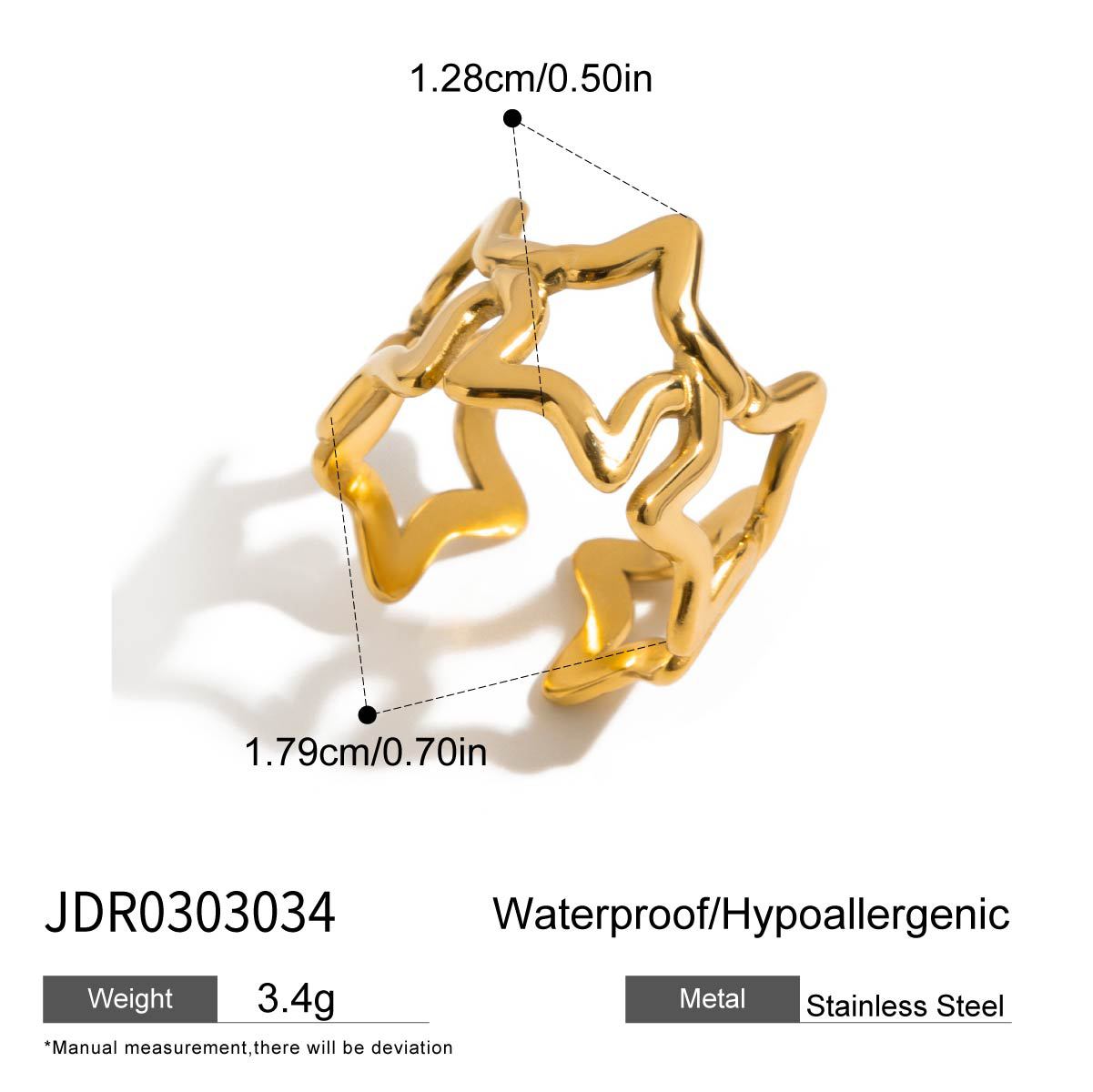 Elegant Star Geometric Plated Stainless Steel Ring for Women