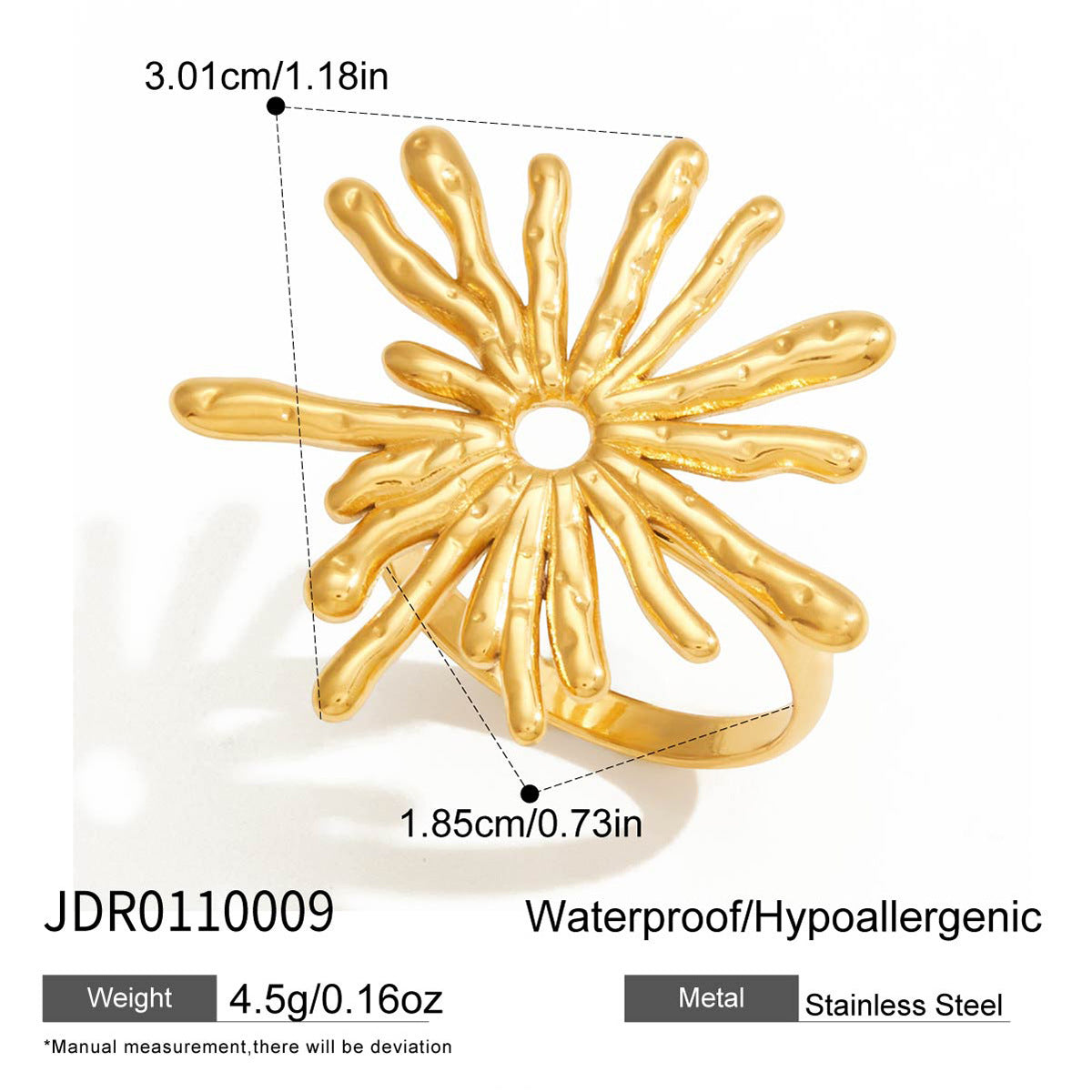 Anillo geométrico de acero inoxidable con circonitas para mujer con acabado chapado, accesorio de moda minimalista