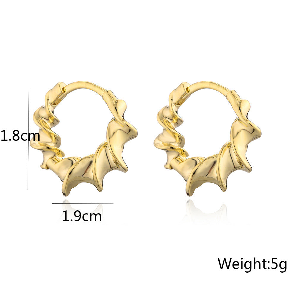 Minimalist Geometric Copper Hoop Earrings with 14K Gold Plating and 925 Sterling Silver Posts for Women